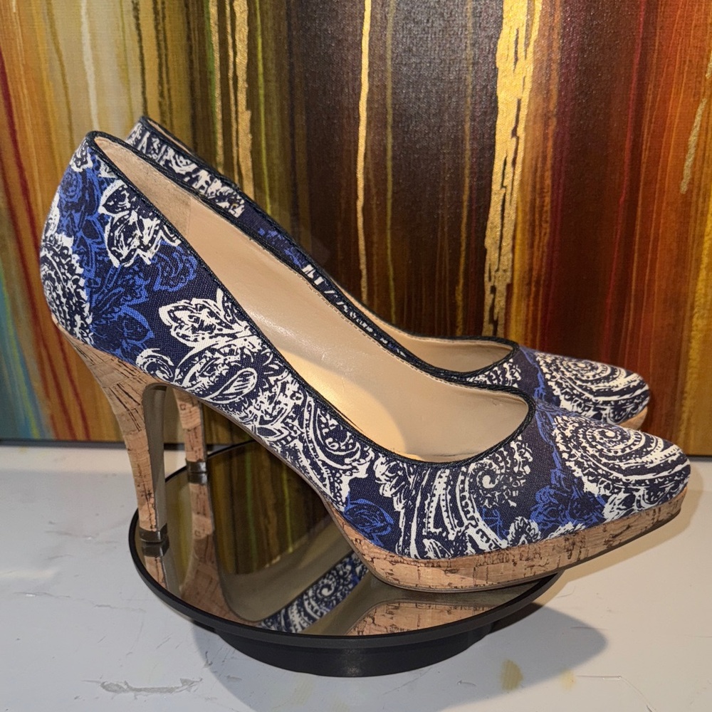Nine West Plateauo Paisley Patterned Women's Heels - Size 9M
